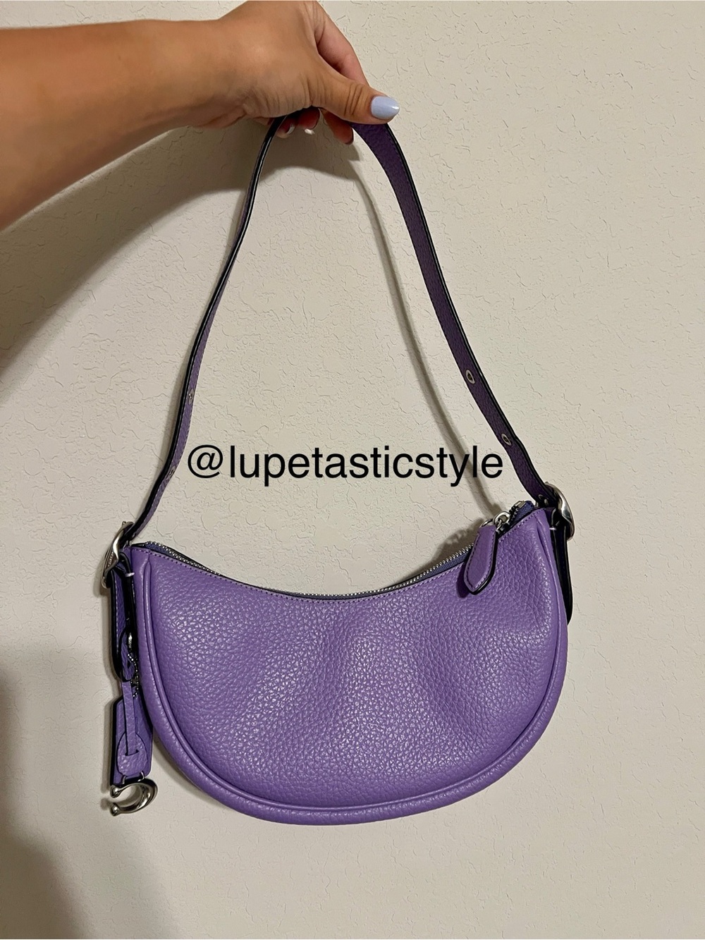 Coach Luna Violet - Pebbled Leather Crescent Shoulder Bag